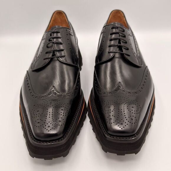 Divinch 6CM Heel Chunky Platform Brogues Black Calfskin Wingtip Derby 2886B Sz 8 main image 8
